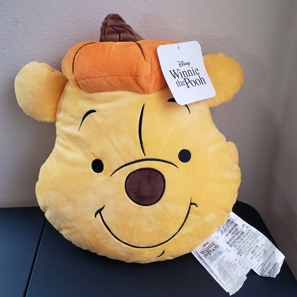 Disney Winnie The Pooh Halloween Pumpkin Hat Soft Decorative Accent Pillow NWT